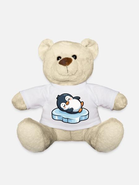 Schlafender Pinguin auf Eis - Teddy - Weiß