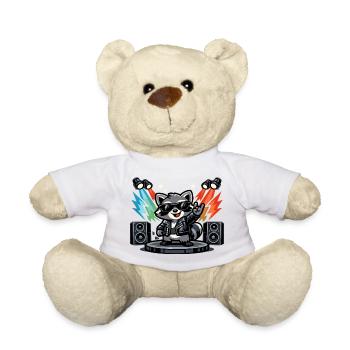 Retro Waschbär Rock – Musik Geschenk - Teddy - Weiß - Vorne