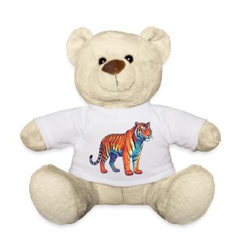 Buntes Tiger-Regenbogen-Pop-Art-Aquarell - Teddy - Weiß - Vorne