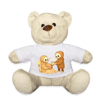 Un squelette douillet apporte le thé – Petit geste, beaucoup de cœur - Nounours - blanc - Devant