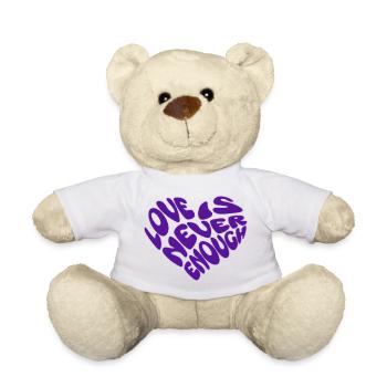 Motif d’amour en forme de cœur en forme de mot violet - Nounours - blanc - Devant