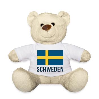 Drapeau suédois avec croix jaune - Nounours - blanc - Devant