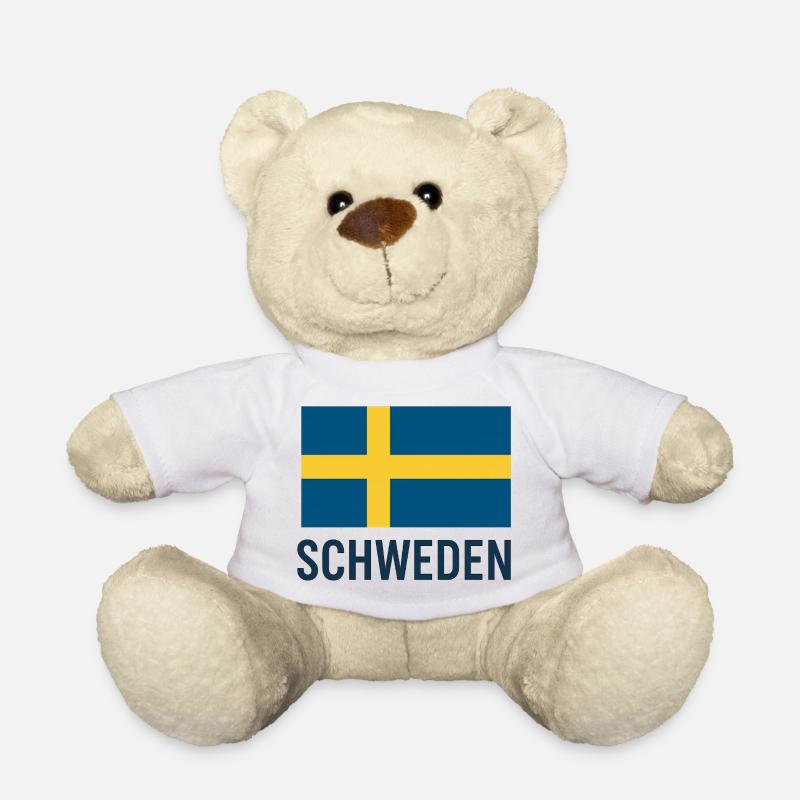 Schwedenflagge mit gelbem Kreuz - Teddy - Weiß