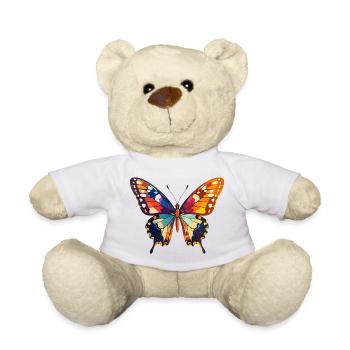 Colorful Butterfly Colorful Wings Motif - Teddy Bear - white - Front
