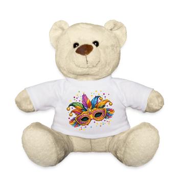 Colourful carnival mask – elegant carnival motif - Teddy Bear - white - Front