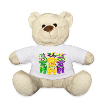 Carnival Canines: Mardi Gras Beaded Trio - Teddy Bear - white - Front