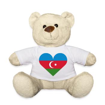 Drapeau du cœur de l’Azerbaïdjan - Nounours - blanc - Devant