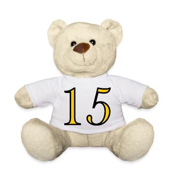 15. 15 ANS. 15e ANNIVERSAIRE. ANNIVERSAIRE 15 ANS. - Nounours - blanc - Devant