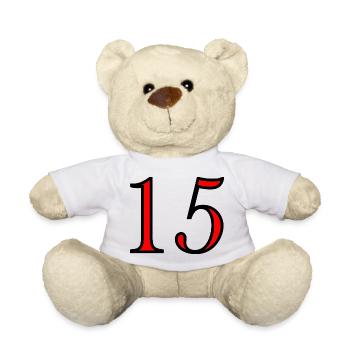 15. 15 YEARS. 15th ANNIVERSARY. 15 YEAR ANNIVERSARY. - Teddy Bear - white - Front