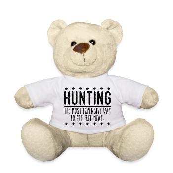 Jäger Lustiger Spruch – Gratis Fleisch Design - Teddy - Weiß - Vorne