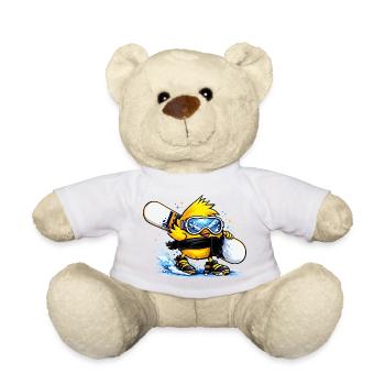 Cooles Snowboarder Küken – Winter Comic Motiv  - Teddy - Weiß - Vorne