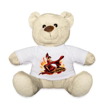 Danseur de flamenco avec feu et éventail - Nounours - blanc - Devant