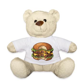 Double cheeseburger juteux avec piquant – Foodie - Nounours - blanc - Devant