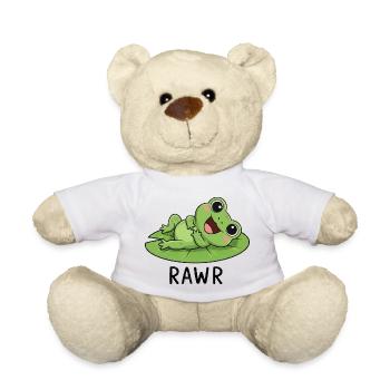 Süßer Cartoonfrosch mit Seerose Lachen Freude - Teddy - Weiß - Vorne