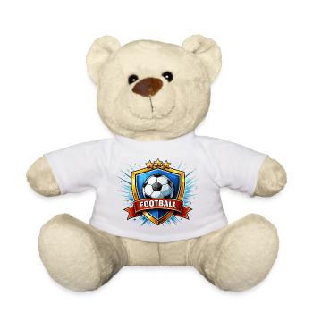 Fußball Wappen mit Ball und Banner - Teddy - Weiß - Vorne