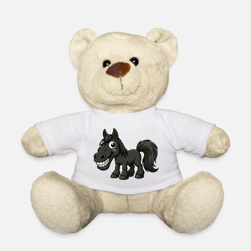 Sourire de cheval noir fou de dessin animé - Nounours - blanc
