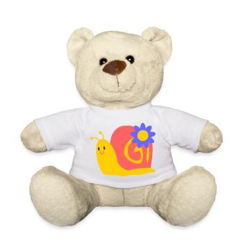 Cute Snail with Flower – Children's Motif Colorful - Teddy Bear - white - Front