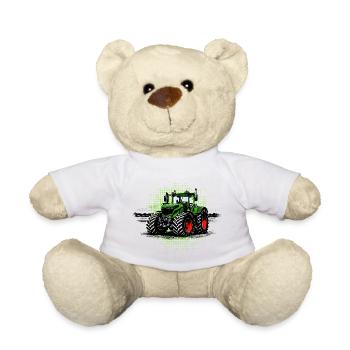 Green Tractor – Halftone Red Rims Tractor Fans - Teddy Bear - white - Front