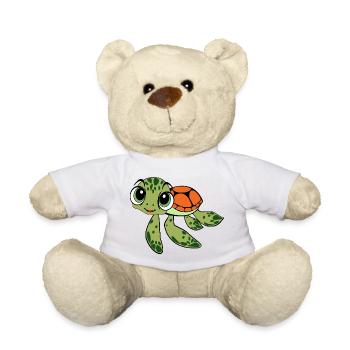 Cheerful Turtle Caricature - Teddy Bear - white - Front