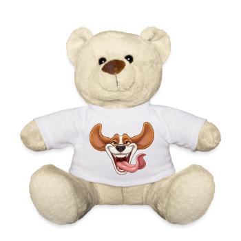 Chien rieur avec langue - Nounours - blanc - Devant