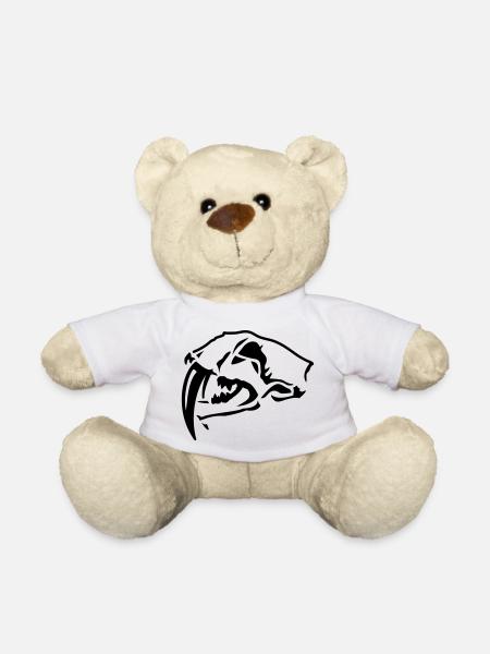 Sabre-toothed Tiger Skull - Teddy Bear - white