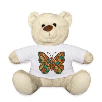 Papillon aux ailes de fleurs - Nounours - blanc - Devant