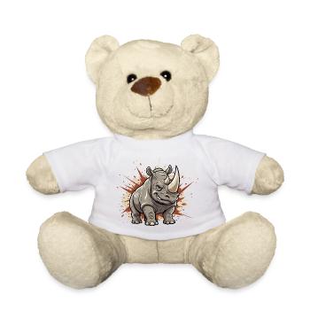Powerful Rhino Cartoon - Teddy Bear - white - Front