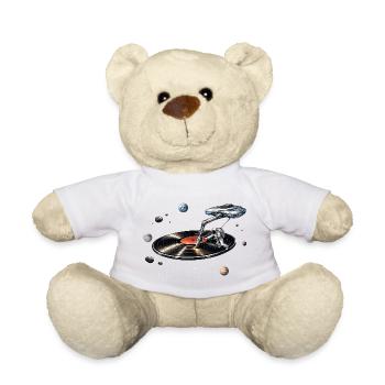 Astronaut als Plattennadel im Weltraum - Teddy - Weiß - Vorne