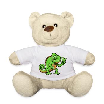 Chameleon Gentleman Peace Sign - Teddy Bear - white - Front