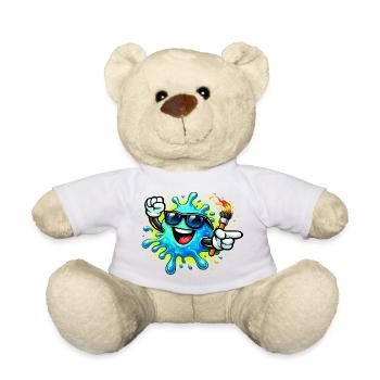 Éclaboussure de peinture joyeuse avec lunettes de soleil - Nounours - blanc - Devant