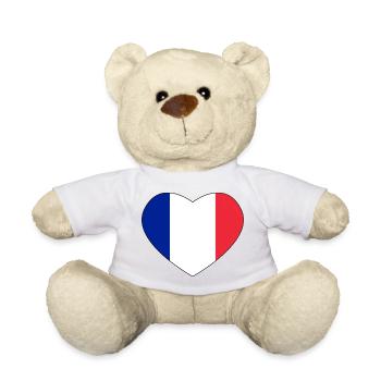 Blau, Weiß, Rot, Dreikolore, Herz – Flagge, FRANKREICH - Teddy - Weiß - Vorne