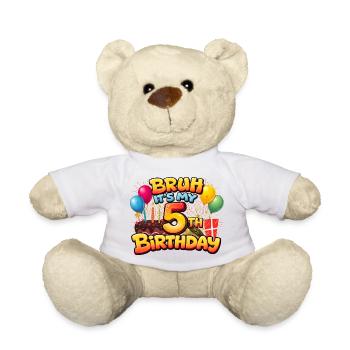 5th birthday shirt 5th birthday shirt  boy 5 year - Nounours - blanc - Devant