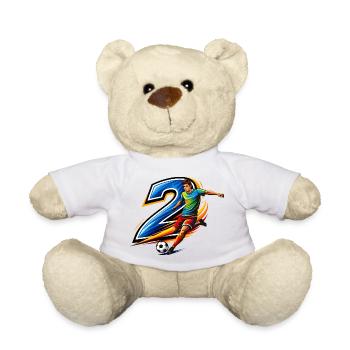 Number 2 Soccer Shirt Player Action Design - Teddy Bear - white - Front
