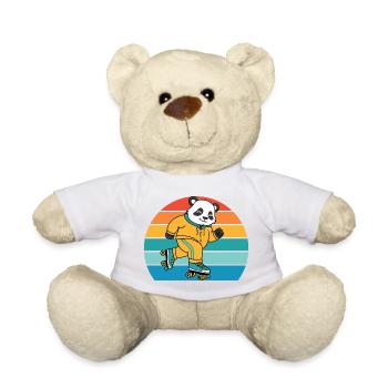Retro Panda on Roller Skates - Teddy Bear - white - Front