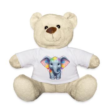 Bunter Elefanten-Splash - Teddy - Weiß - Vorne