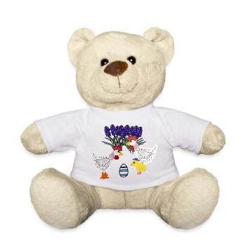 Spring Chickens with Easter Egg Chicken Chicks - Teddy Bear - white - Front