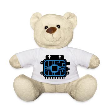 Logo informatique du PCB Microchip - Nounours - blanc - Devant