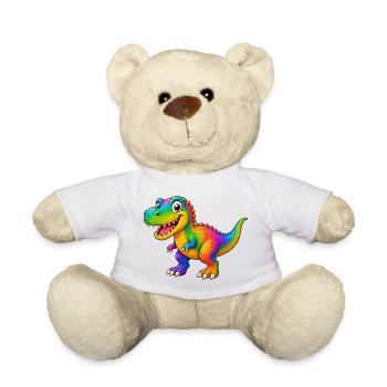 Colorful dinosaur cartoon funny animal - Teddy Bear - white - Front