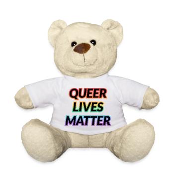 Queer Lives Matter Regenbogentypografie - Teddy - Weiß - Vorne