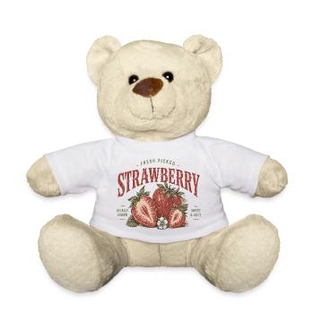 Vintage Erdbeer Label Druck - Teddy - Weiß - Vorne