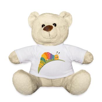 Bunte Raupe im Kawaii Stil - Teddy - Weiß - Vorne
