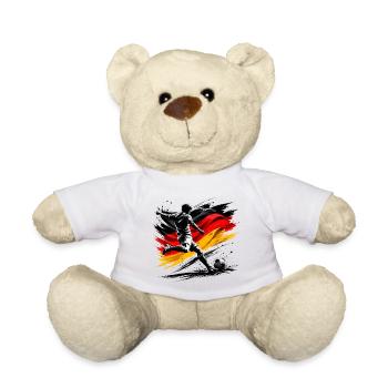 Kicker mit Deutschlandflagge - Teddy - Weiß - Vorne