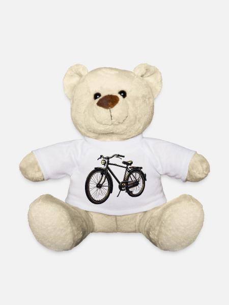 Retro Bicycle Silhouette - Teddy Bear - white