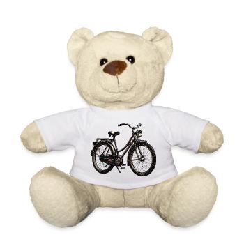Vintage Bicycle Illustration City Bike - Teddy Bear - white - Front