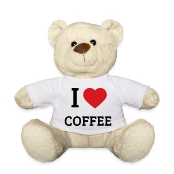 I Love Coffee Saying – Funny Coffee T-Shirt - Teddy Bear - white - Front
