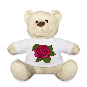 Pink Rose - Teddy Bear - white - Front