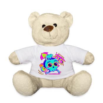 Squelette néon avec une ambiance rétro de fête - Nounours - blanc - Devant