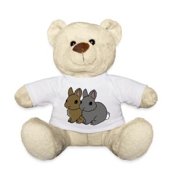 Duo de lapins dans le style cartoon - Nounours - blanc - Devant