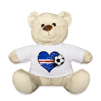 Kap Verde Flagge Fußball mit Herz - Teddy - Weiß - Vorne