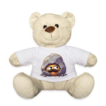 Stein mit Schnurrbart Maskottchen - Teddy - Weiß - Vorne